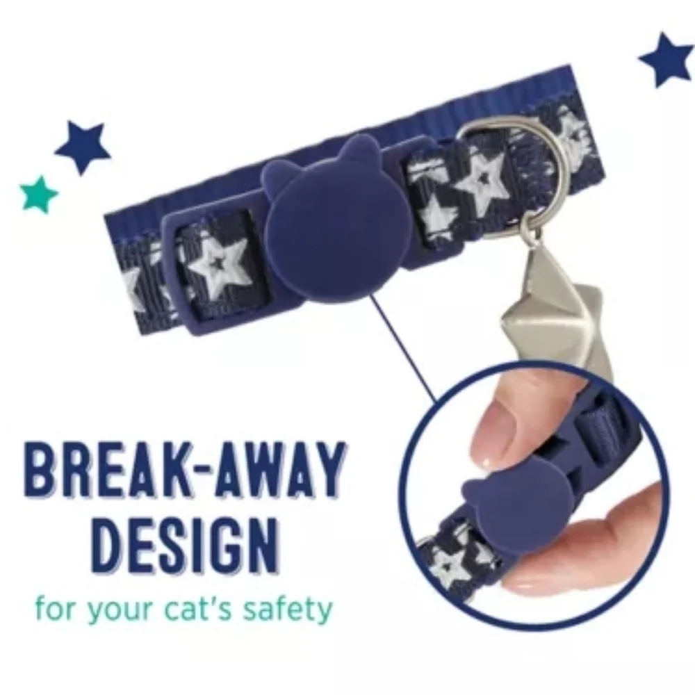 Whisker City Exclusive Night Stars Easy Release Adult Cat Collar (8-12in) NWT